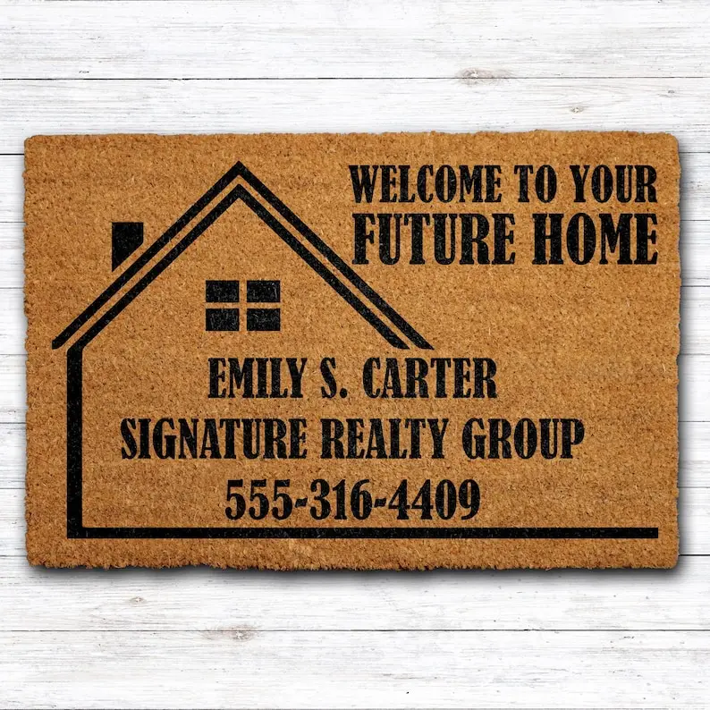 Personalizable Realtor Open House Welcome Mat Welcome to Your Future Home Doormat Custom Real Estate Name Address Phone Number