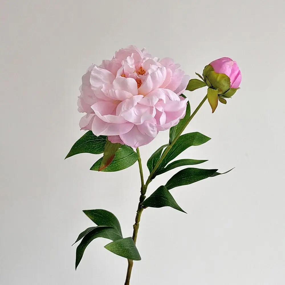 Fai da te 2 teste di peonia artificiale bouquet di stoffa di seta fiore artificiale realistico fiore di peonia pacchetto decorazione di nozze per la casa