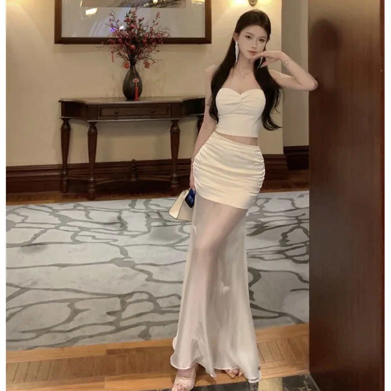 

Sexy mat Sle One oulder Tube Top And ter Gown Two Piece Set for Young Women in Their 20s And 30s Chinese Faion
