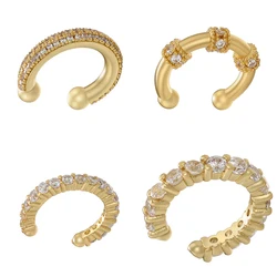 1Pair,C-shaped Clip-on Earrings Fake Piercing Cubic Zirconia Earrings for Women Ear Cuffs Christmas Gift Jewelry Wholesale:VE691