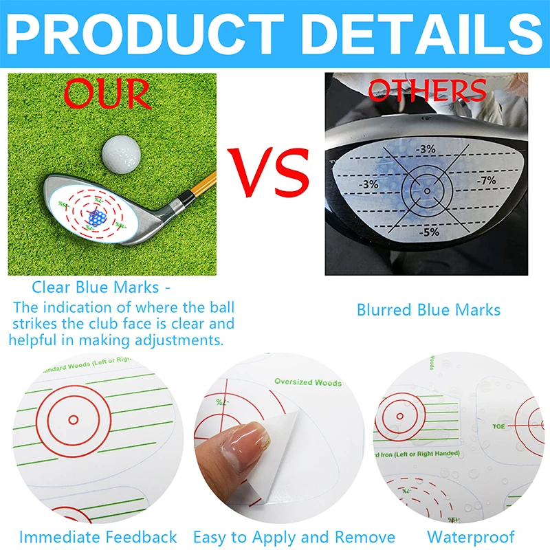 35pcs Golf Club Impact Target Label Tape Sticker Practice For Iron Woods Wedge Club Test Paper Training Aid Accessories