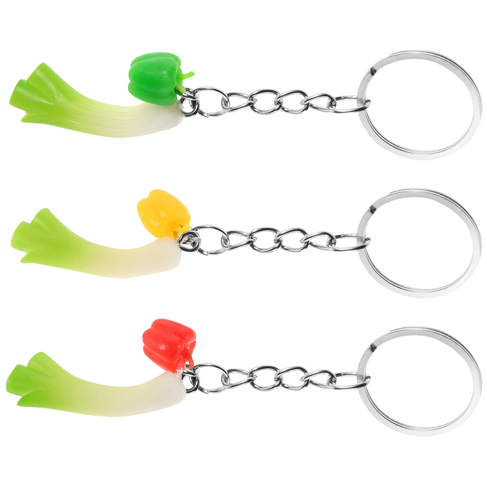 

3pcs Realistic Green Onion Chili Pepper Keychain Lifelike Design Lightweight Bag Pendant Decoration Party Favors Creative Gift