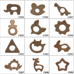ABCPICK 10pcs Eco-Friendly Smooth Beech Wood Cartoon Animal DIY Pacifier Chain Bracelet Jewelry Making Handmade Accessories