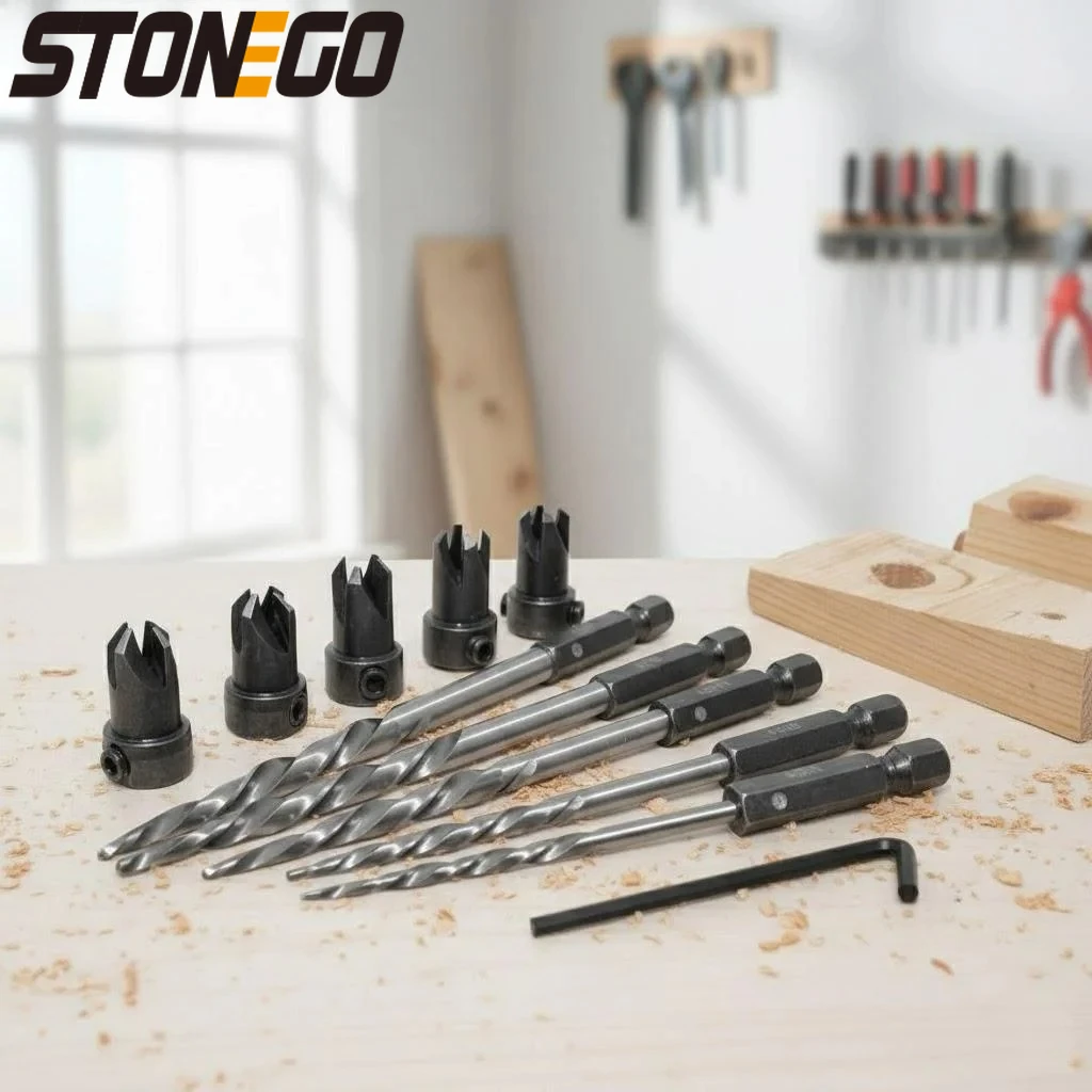 

STONEGO Woodworking Countersink Drill Countersunk Slot Guide Screw Hole Cutter Tapered Chamfer Woodworking Tools