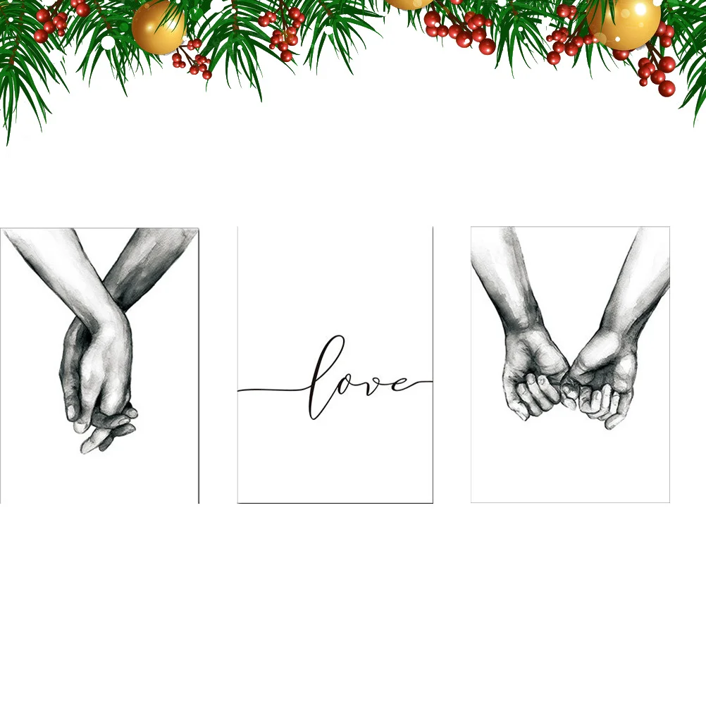

3pcs Canvas Painting Hand In Hand Love Picture Decorative Wall Art For Home Bedroom Living Room Bathroom Kitchen 50X70Cm