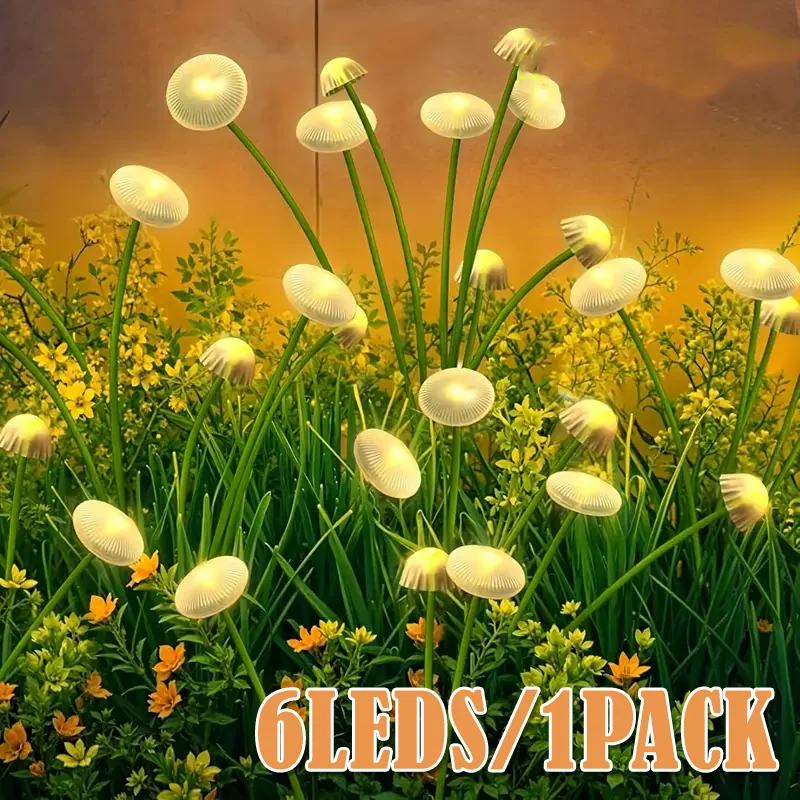 

1/3/5/8PCSLED Solar Powered Jellyfish Mushroom LED Lamp Waterproof Outdoor Landscape Lighting for Garden Terrace Courtyard