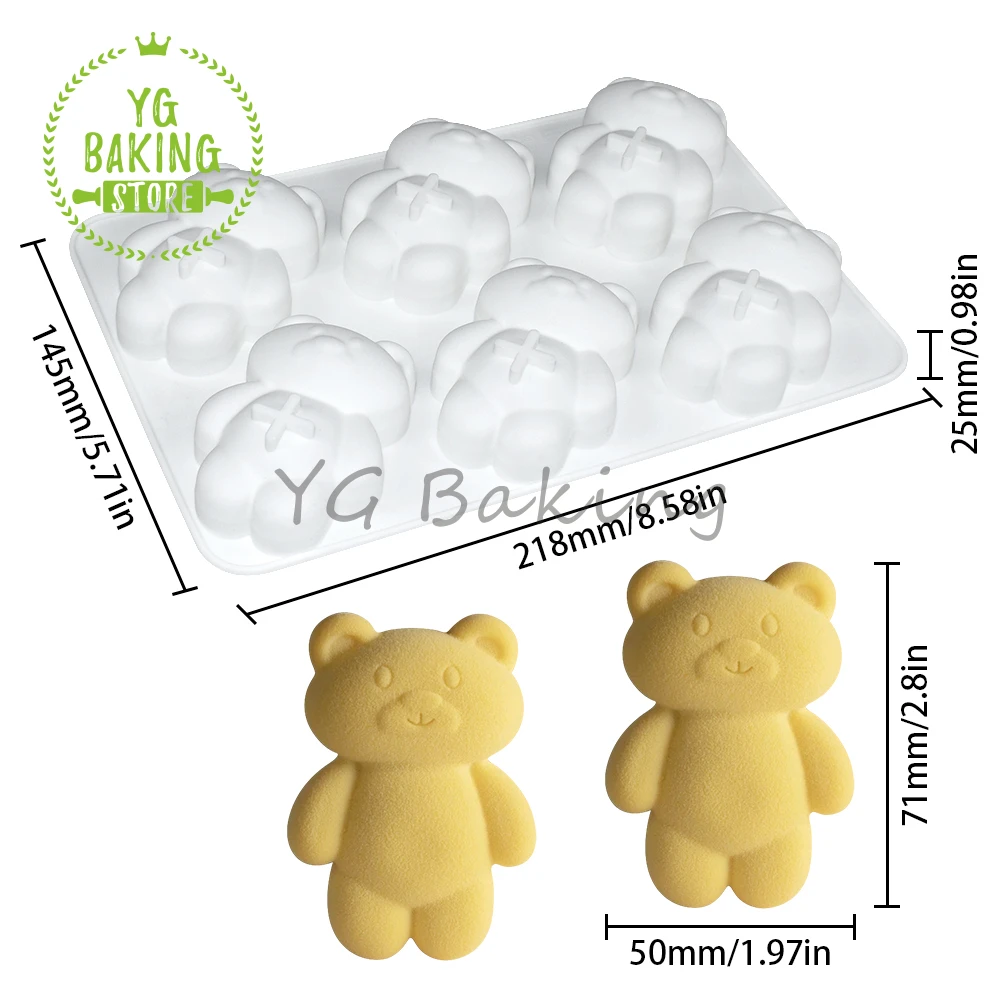 Dorica 6 Hole Baby Bear Chocolate Silicone Mousse Mold DIY Dessert Biscuit Mould Valentine\'s Day Cake Decorating Tools Bakeware