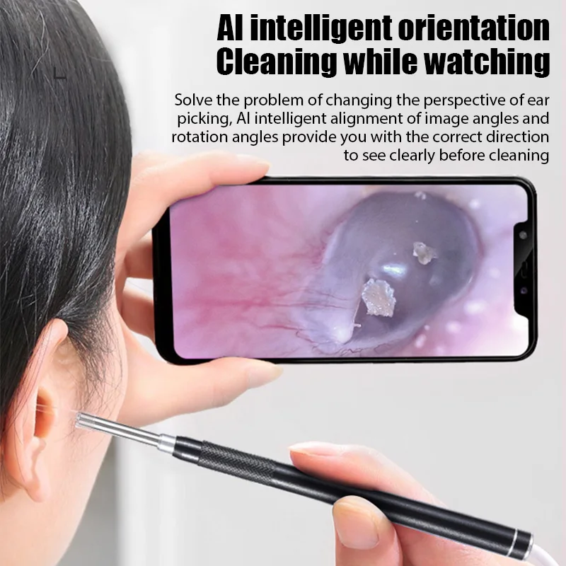 Visual Ear Cleaner With Camera 6 LED Lights 3.5mm Lens Ear Wax Removal Tool ​500W HD Camera Smart Temperature Control Earpicker