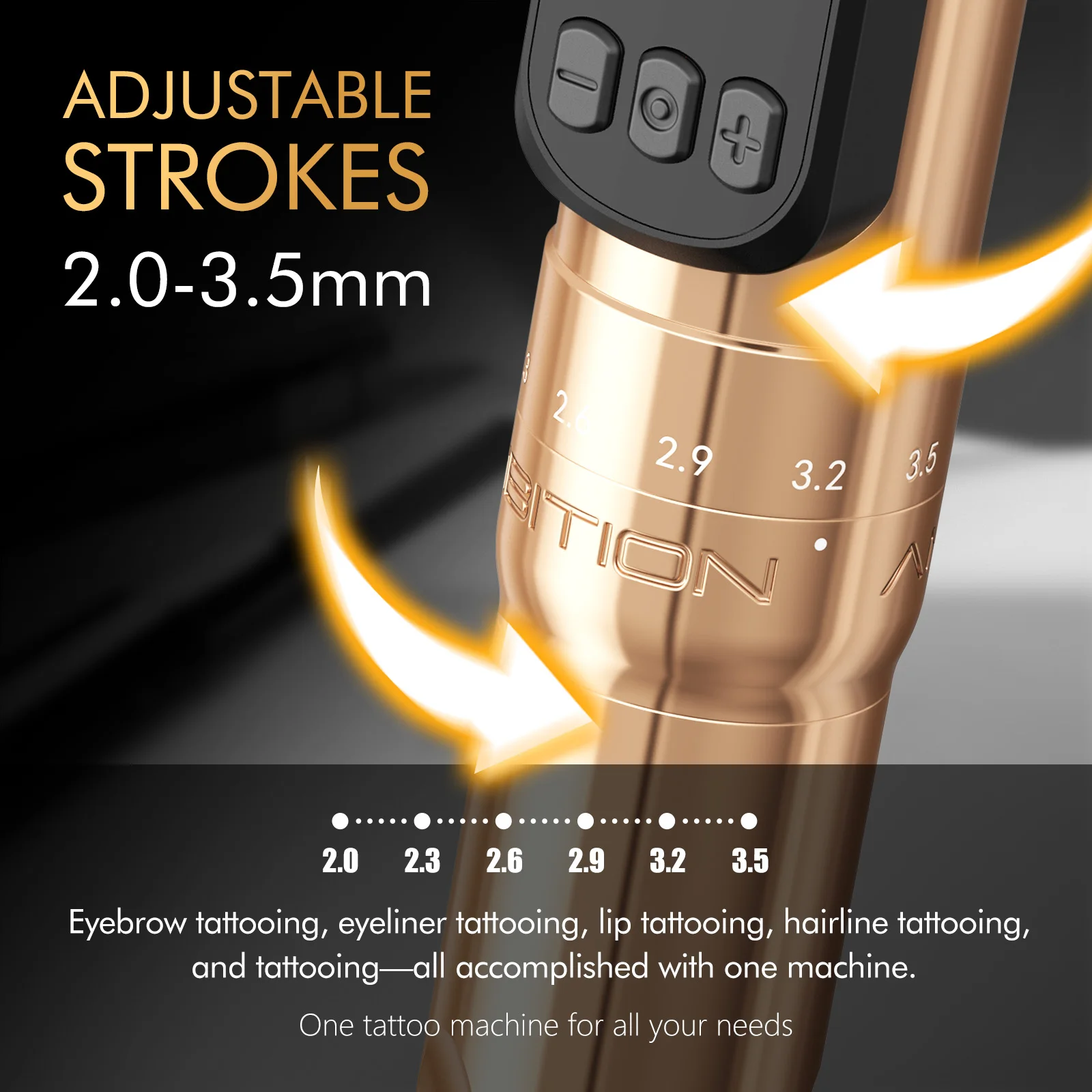 طموح سالي 270 اللاسلكية تجميل دائم الروتاري القلم قابل للتعديل السكتة الدماغية 2.0-3.5 مللي متر الوشم Suppy ماكينة رسم الوشم التجميلي Coreless موتور #6