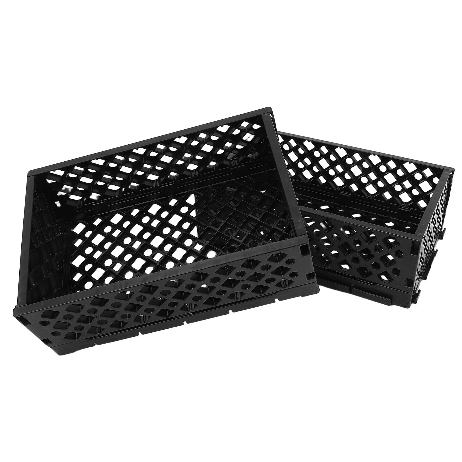 

2Pcs Foldable Plastic Storage Crates Stackable Organizer Bins Kitchen Bathroom Bedroom Collapsible Storage Containers Plastic