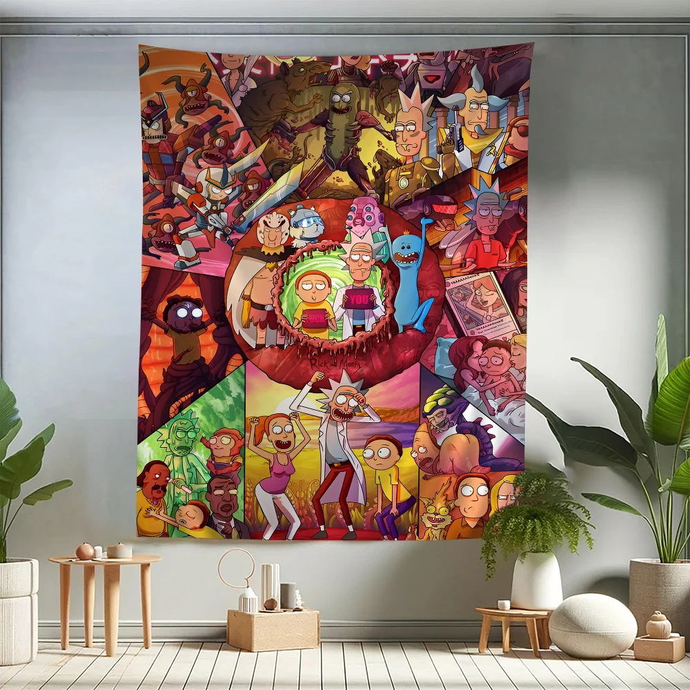 1pc Cartoon R-Rick Coo Printed Large Wall Tapestry Cheap Hippie Wall Hanging Bohemian Wall Tapestries Mandala Home Decor