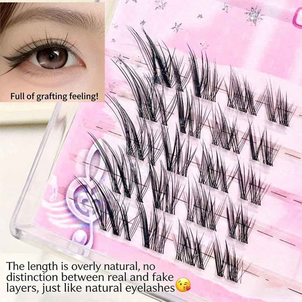 Flauschige segmentierte künstliche Wimpern im DIY-Arc-Style, Fischschwanz-Schräg-Wimpern, natürliche, wispy Cluster-Wimpern für das tägliche Make-up