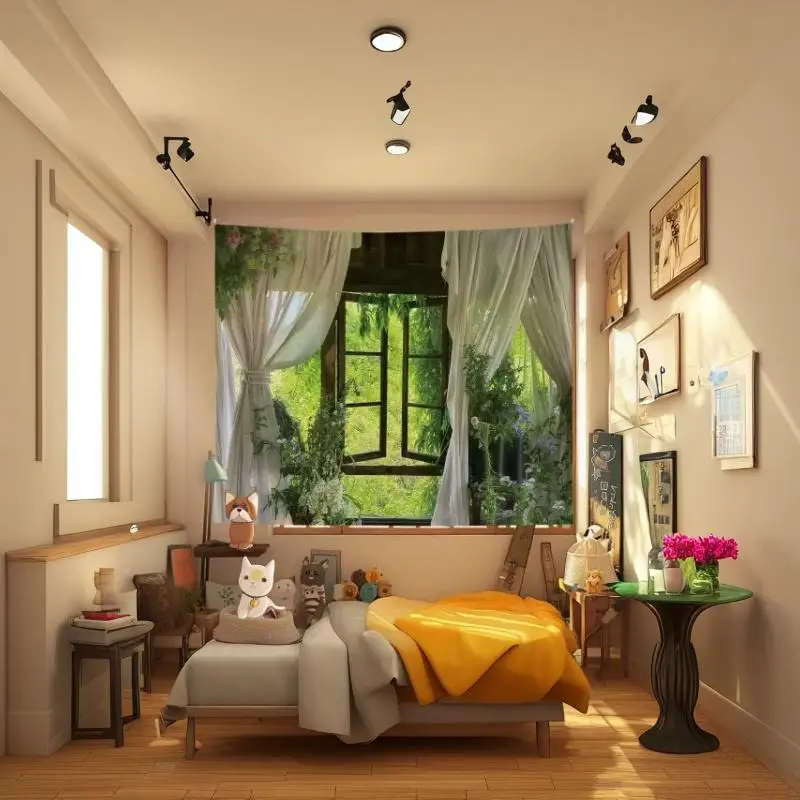 1pc Window Scene Tapestry Simulation Landscape Wall Hanging Aesthetic Wall Decor Fabric For Bedroom Dorm Living Room