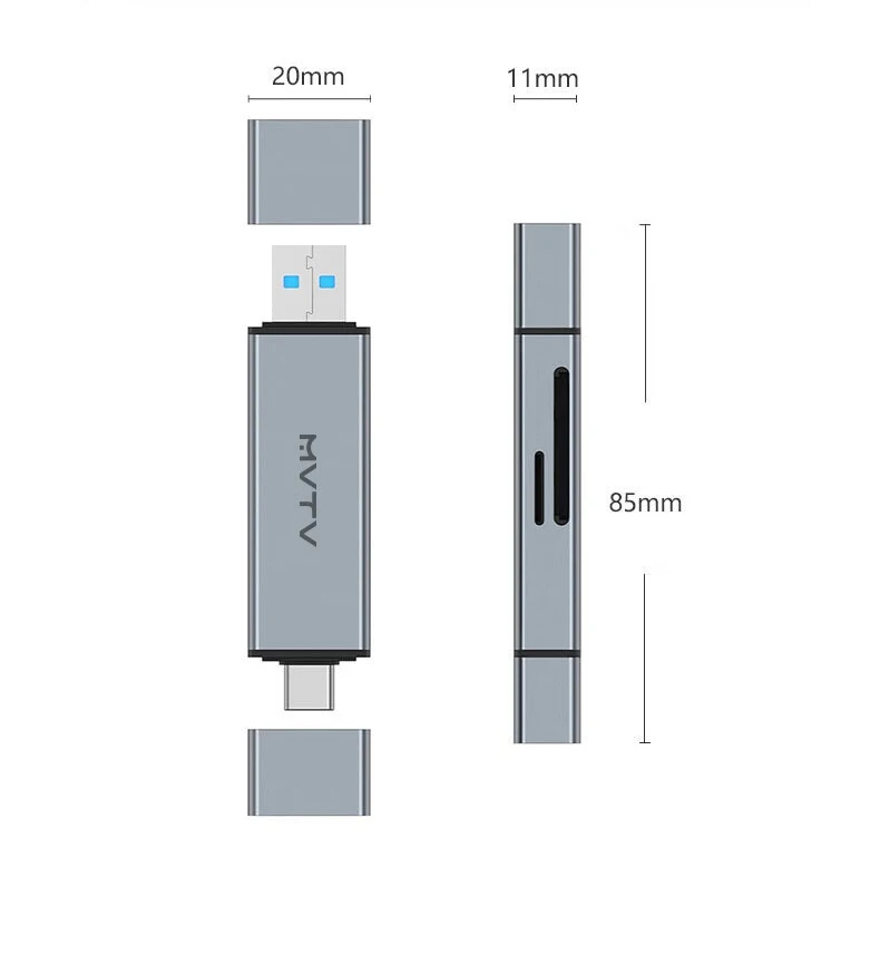 4-in-1 Kartenleser USB & USB-C zu SD MicroSD TF Thunderbolt 3 für PC Laptop Zubehör Smart Speicherkartenleser SD-Kartenadapter – Detail 9