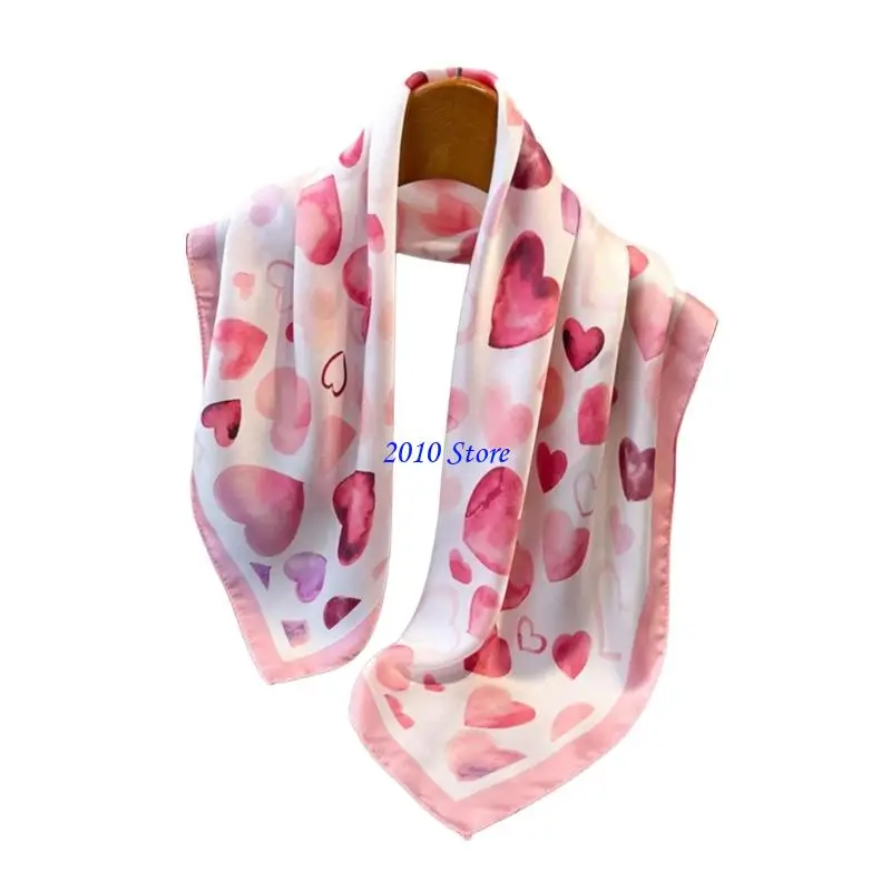 F3MF Foulard ฮิญาบผ้าพันคอคอหัวใจพิมพ์ผ้าเช็ดหน้าใช้ขนาดใหญ่สำหรับเดินทางกลางแจ้งและกีฬาชุดลำลอง