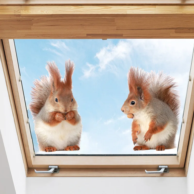 Nette Eichhörnchen Aufkleber Glas Fenster Schlafzimmer Dekoration Selbstklebende Wand Aufkleber Kühlschrank Wohnkultur Aufkleber M929 – Detail 4