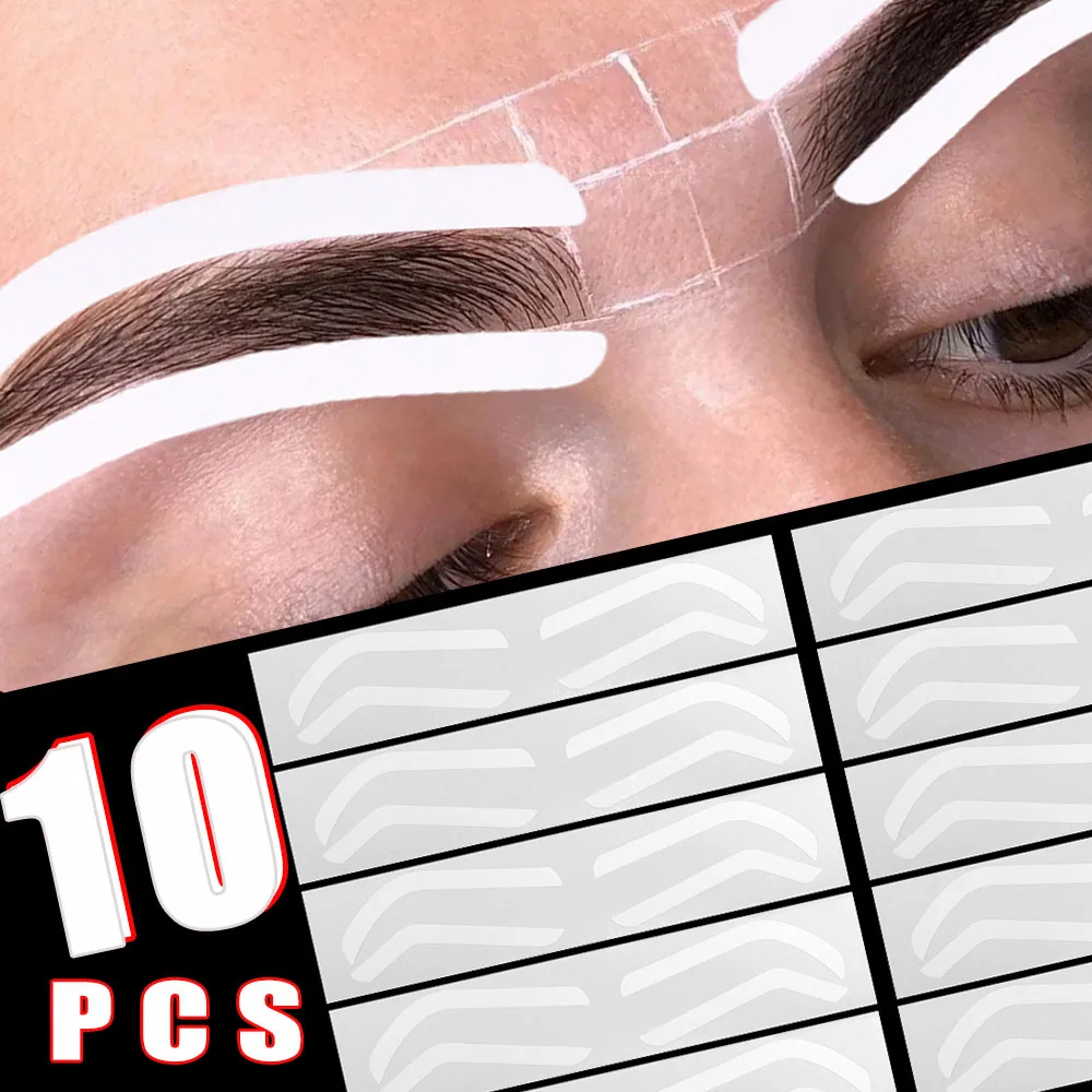 10pcs Disposable Eyebrow Design Stencil Stickers Eyebrow Tattoo Tint Airbrush Auxiliary Sticker for Brows Shaping Brows Template