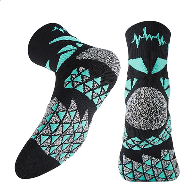 Professional Mid-calf Grip Socks for Football Soccer Towel Bottom Non Slip Running Golf Wear Sport Socks Compression