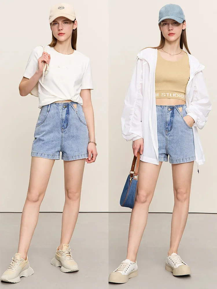 AMII Minimalism 2023 Summer New Versatile Cotton Loose Women Jeans Shorts Denim Casual Female Straight Short Pantalones 12322145