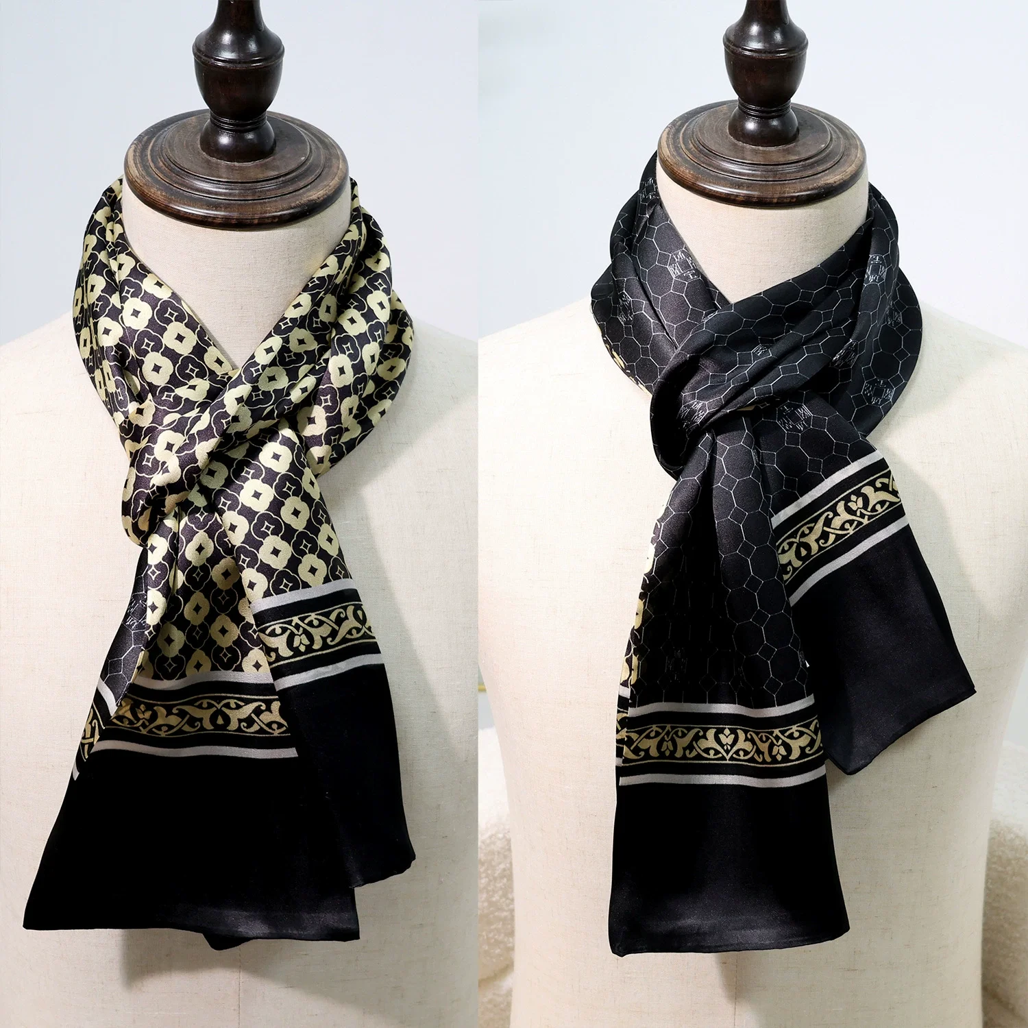 High-End 100% Silk Scarf for Men Business Style Pure Silk Double-layer Printed Suits and Shirt Scarf for Men