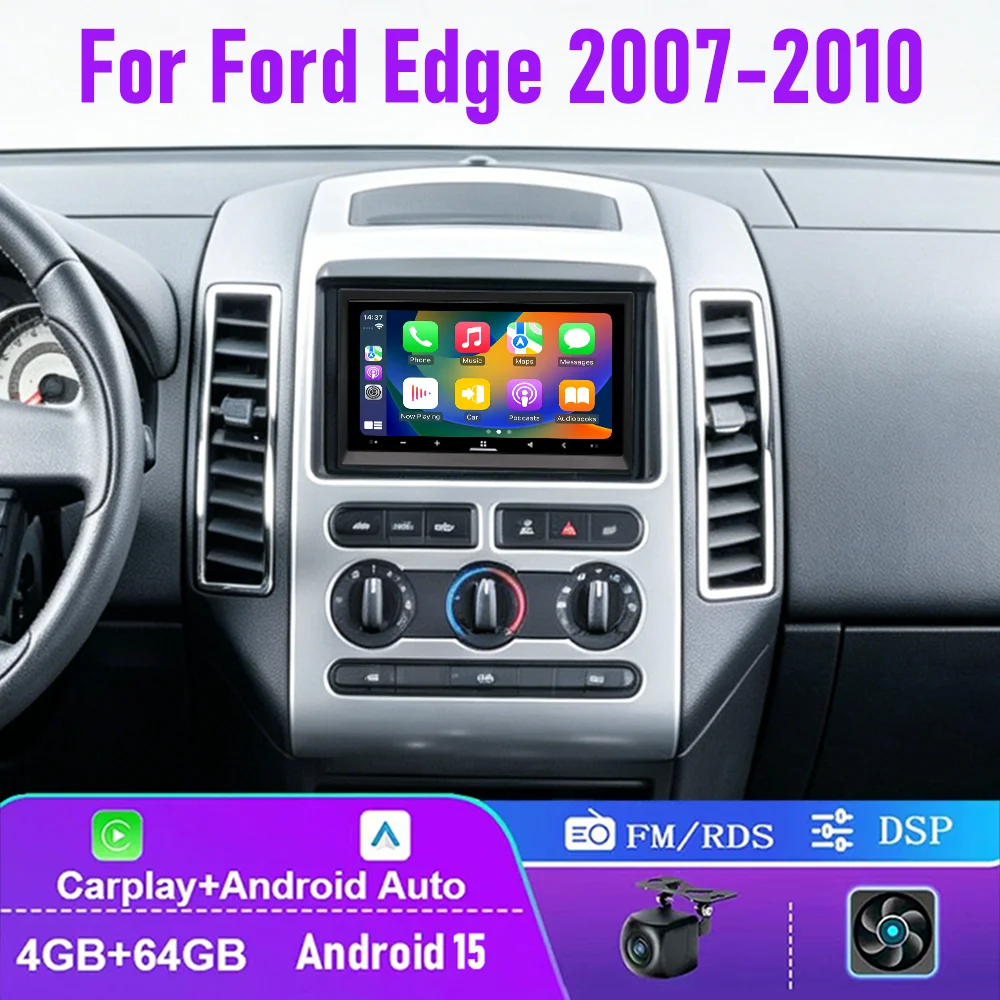 

7" 4+64GB For Ford Edge 2007-2010 Car Radio Wireless CarPlay Android 15 Auto QLED Stereo Head Unit Canbus Plug & Play