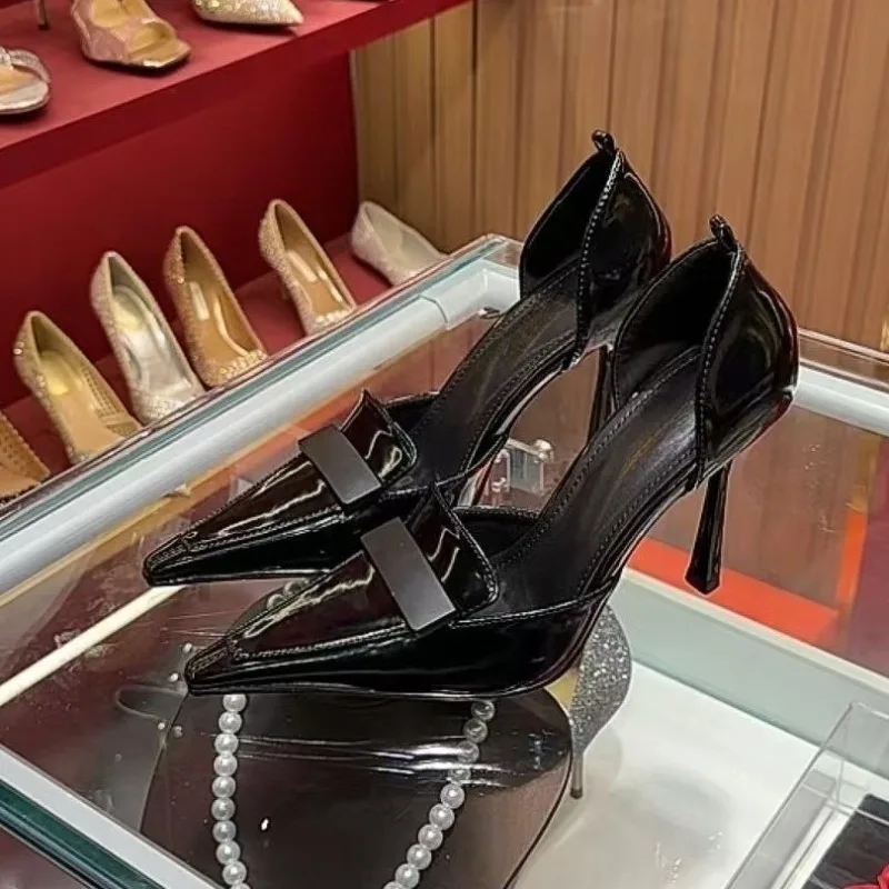 أشار تو الكعب الصنادل حذاء نسائي بكعب عالٍ أحذية الصيف العلامة التجارية 2025 الاتجاه الأحذية الضحلة فستان أنيق مضخات Zapatillas De Mujer #5