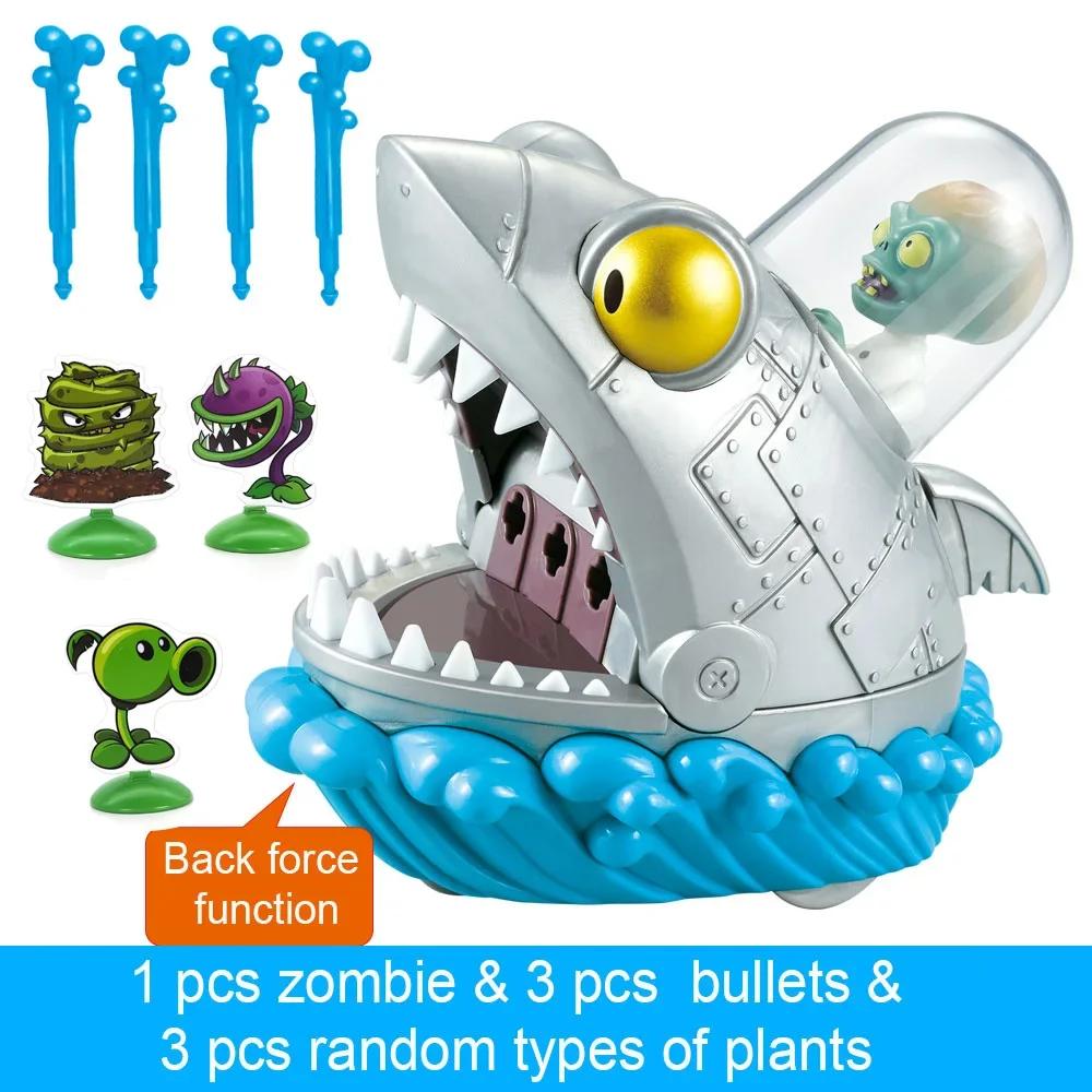 Plants Vs Zombies 2 Mechanical Shark Boss Toy Set Pull Back Car Action Figures Battle Game Model Game Character Kid Boy Toy Gift