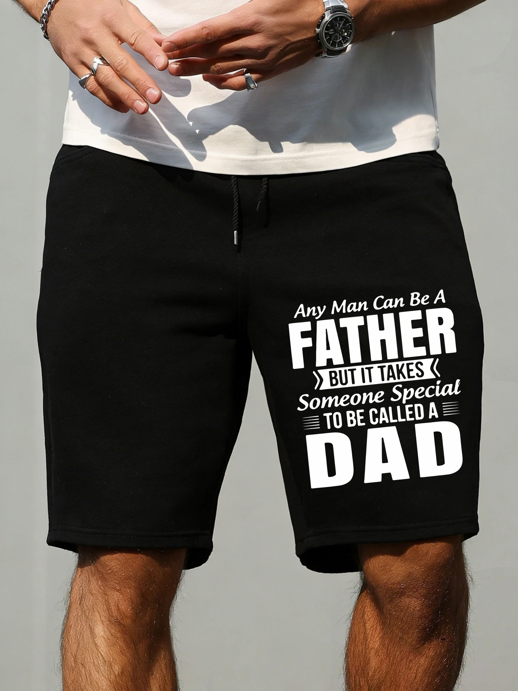 

Any One Can Be A Father Pattern Men'S Shorts Fashion Gym Drawstring Swimming Trunks Pocket Short Pants Summer Wide Leg Pant