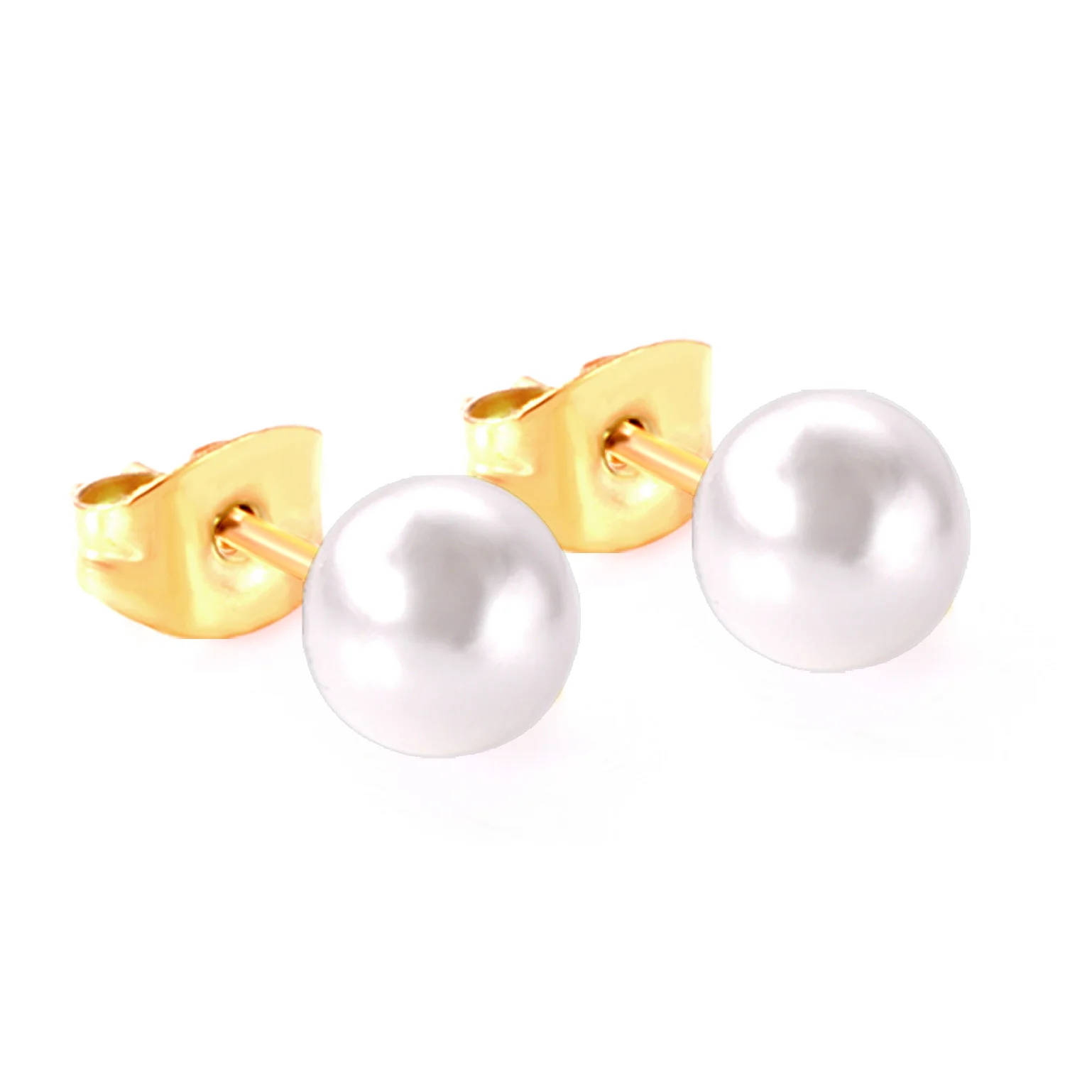 10 Paar Imitationsperlen-Ohrstecker aus 316L-Edelstahl, hypoallergen, kein Verblassen, vergoldet, versilbert, lässiger Piercing-Ohrring, Geschenk – Detail 3