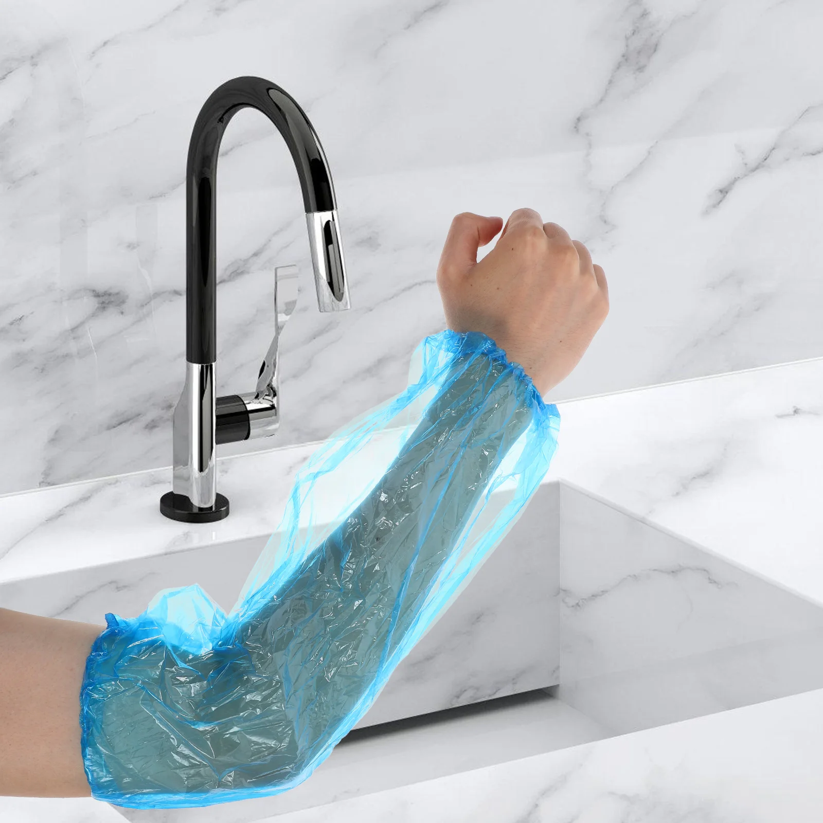 

Kitchen Oil-resistant Plastic Sleeve Arm Protector Cooking Protective Cover Blue