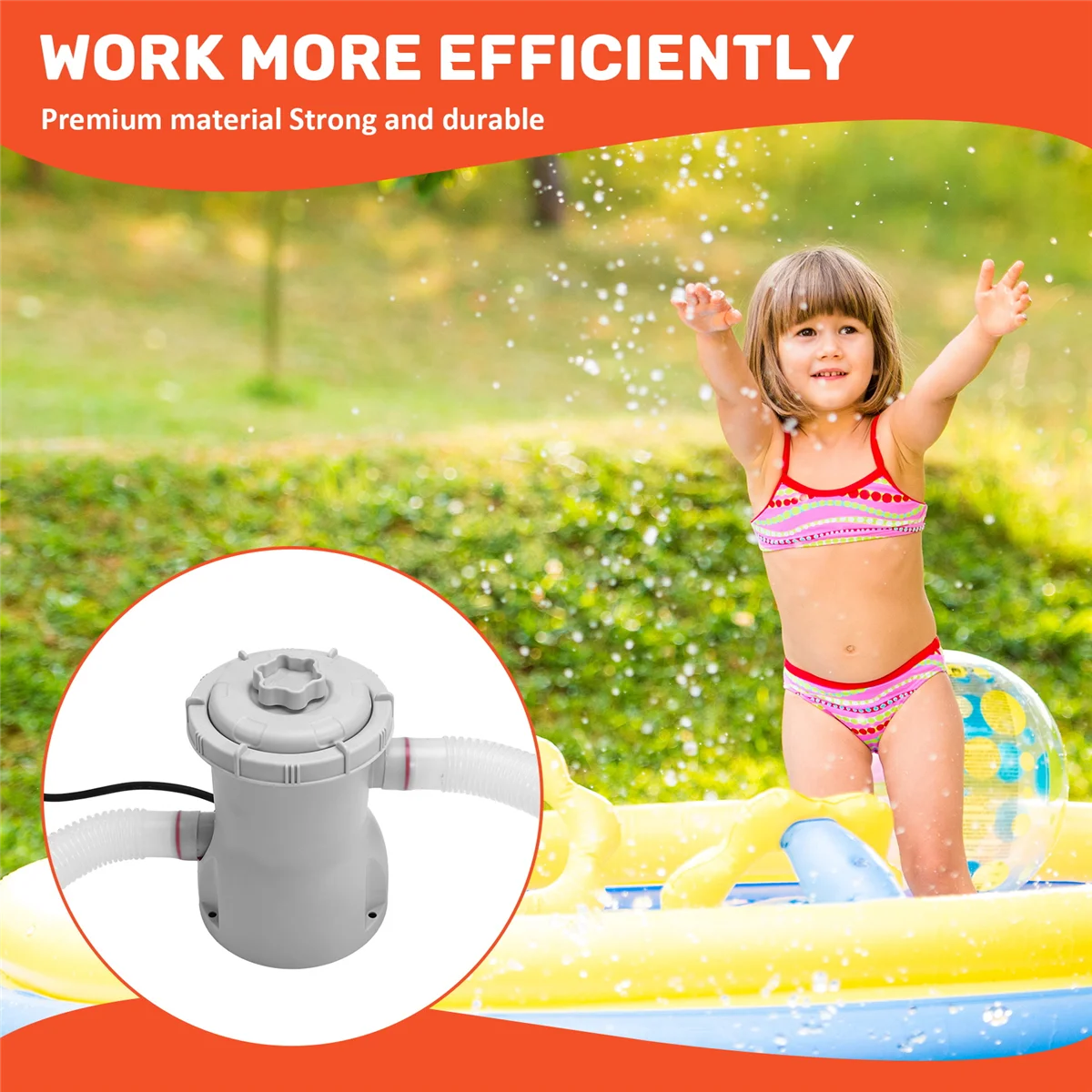 

【BRAND NEW】Pool Filter Pump, 330 GPH Paddling Electric Pool Filters Small Pool Filter Pump(EU Plug)