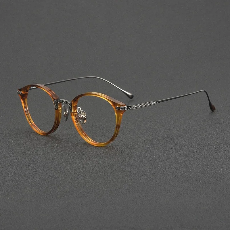 

2026 New Fashion Ultra Light Eyeglasses Women's Vintage Pure Titanium Eyewear Round Luxury Brand Glasses Frame For Men