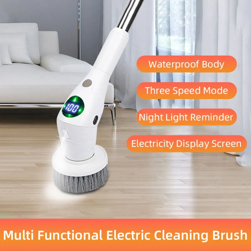 8in1Multifunctional Electric Cleaning Brush,USB Rechargeable Household Bathroom Toilet Kitchen Ceiling Floor Flat Window Cleaner