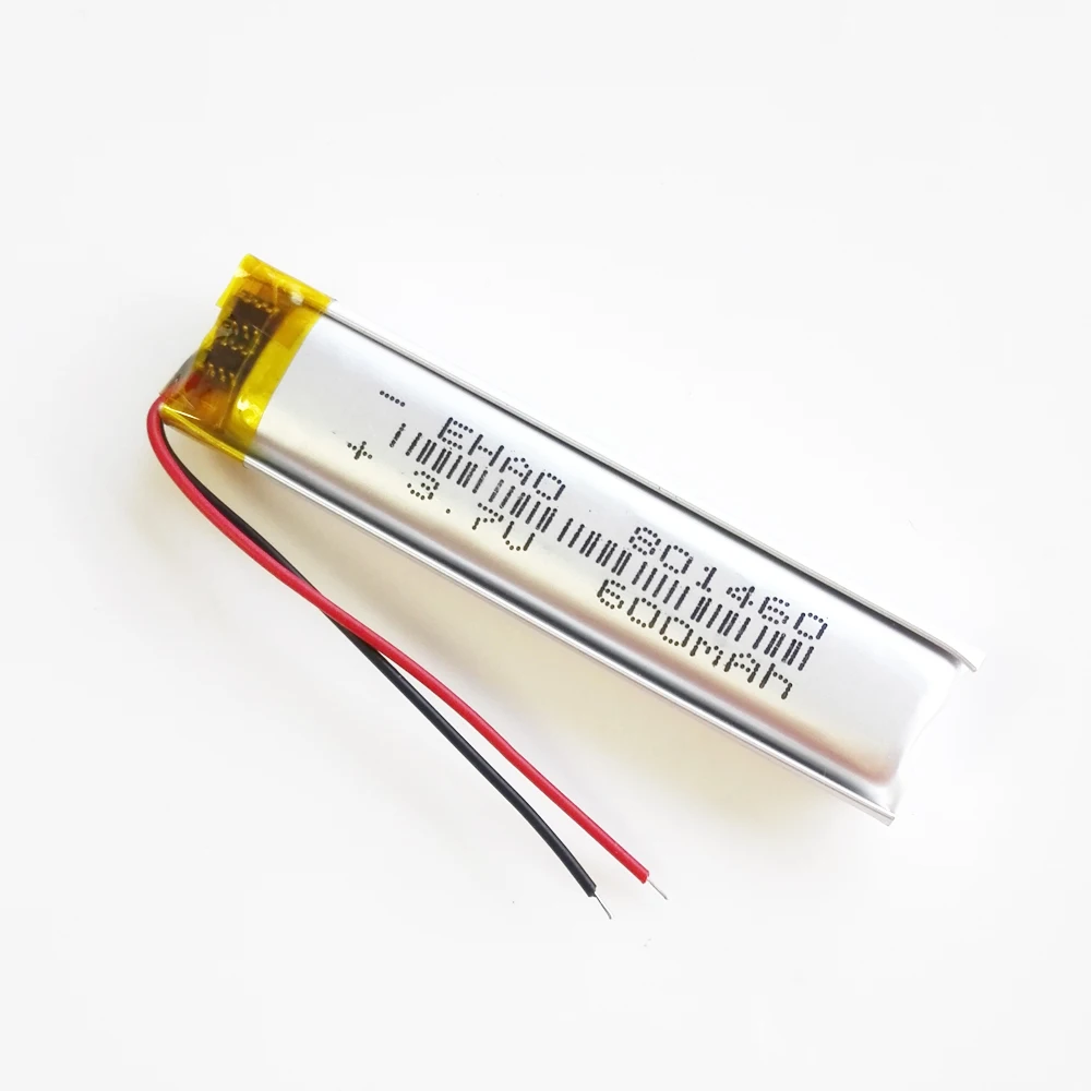 3.7V 600mAh litowo-polimerowa LiPo akumulator 801460 do Mp3 rejestrator GPS DVD E-book zestaw słuchawkowy Bluetooth słuchawki