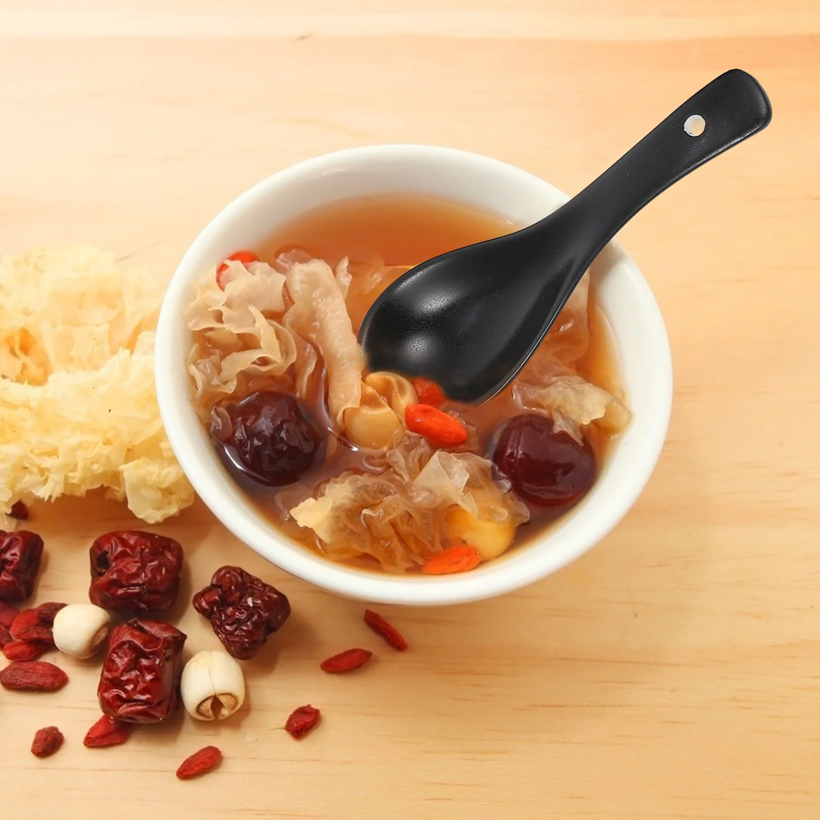 

6Pcs Black Mini Soup Spoons Ceramic Smooth Edges Long-Lasting Multipurpose Kitchen Utensil for Home Restaurant Use