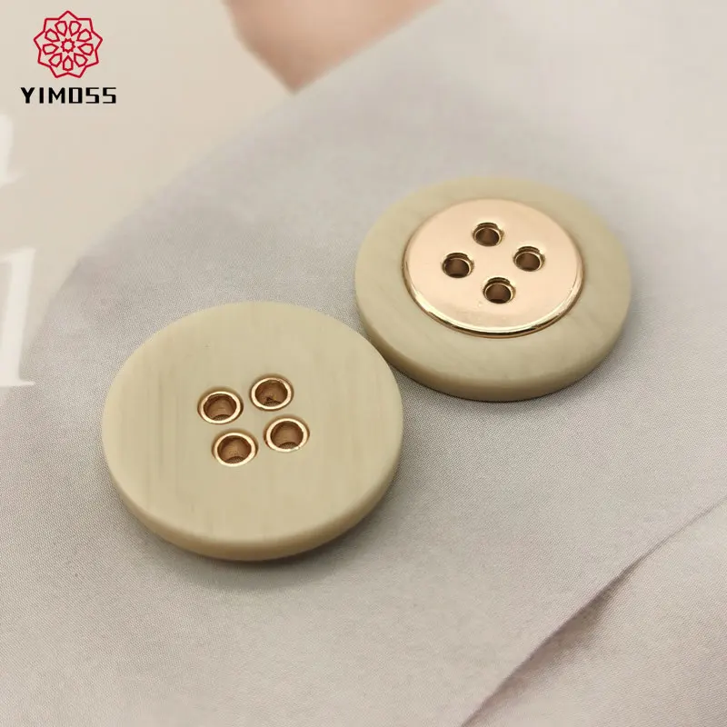 4-Holes Round Resin Metal Sewing Buttons Men and Women Coats Suit Cardigans High-Grade DIY Sewing Accessories 6pcs 18/23mm