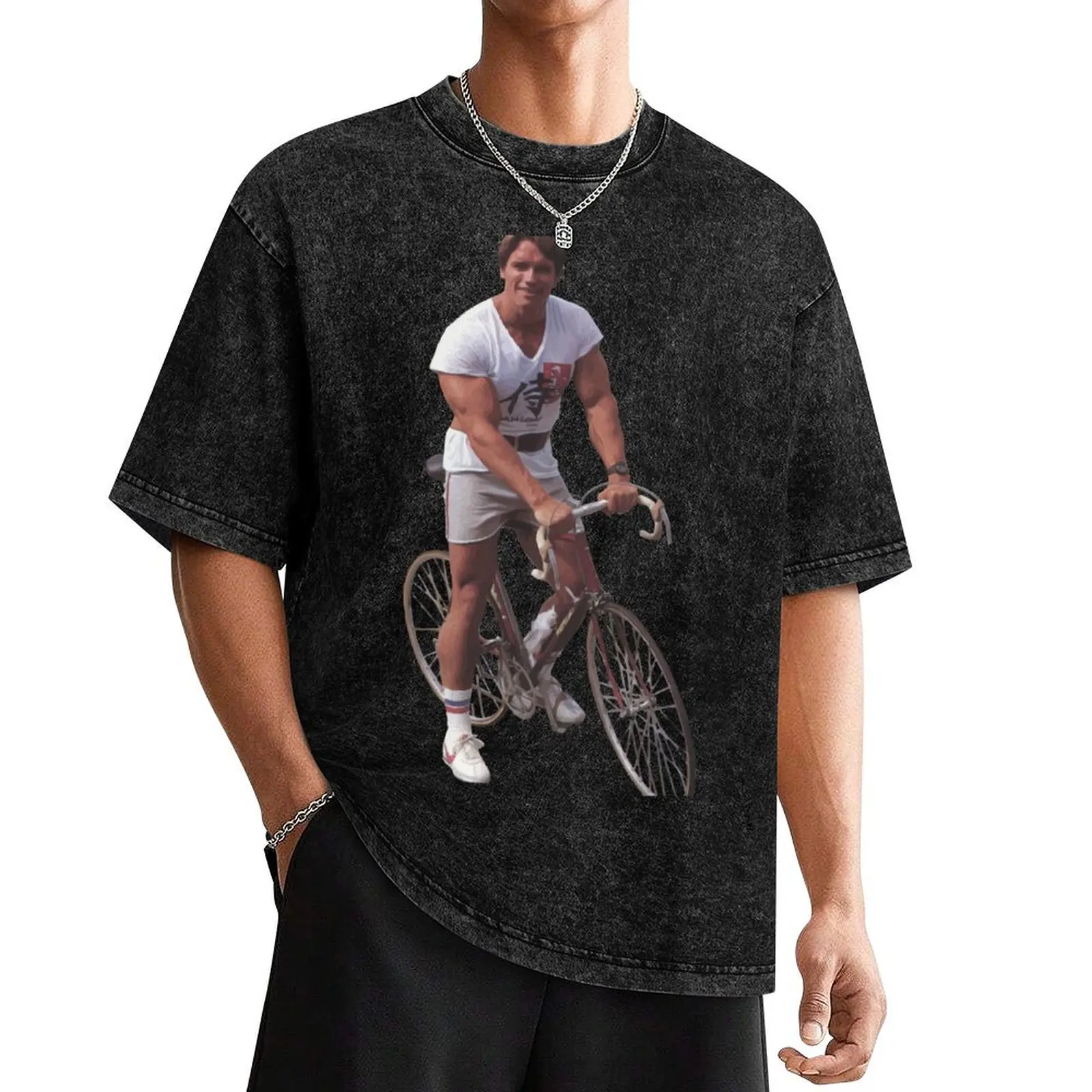 

Arnold on a Bike T-Shirt hippie clothes vintage anime shirt korean fashion luxury t-shirt big and tall t shirts for men