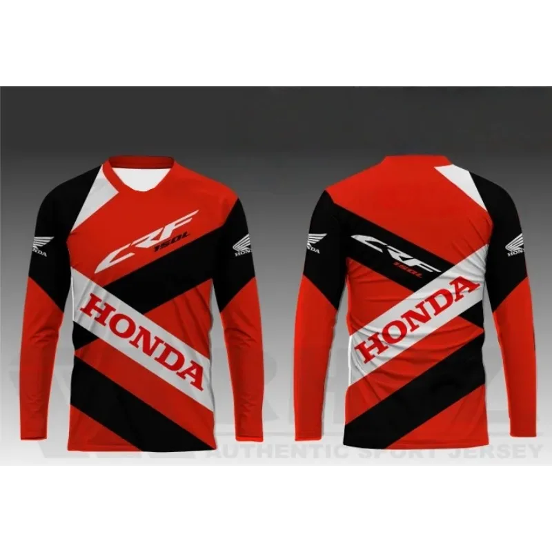 

2026 Honda CRF 125L Graphic Long Sleeve Jersey Men's Red Black Moto Racing Shirt Breathable Streetwear Motorcycle Sports Tops