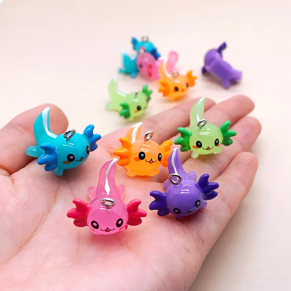 10pcs Kawaii Mini Hexaceratops Fish Resin Charms Cartoon Marine Animal Pendant For Earring Diy Crafts Jewelry Make