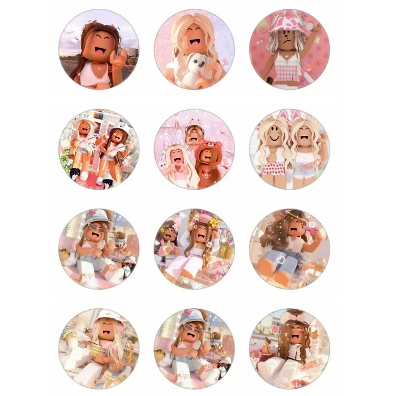 Roblox Gioco a tema 12 pezzi Spilla per ragazze Distintivi in banda stagnata per abbigliamento e accessori per borse Forniture per decorazioni per feste di compleanno per bambini