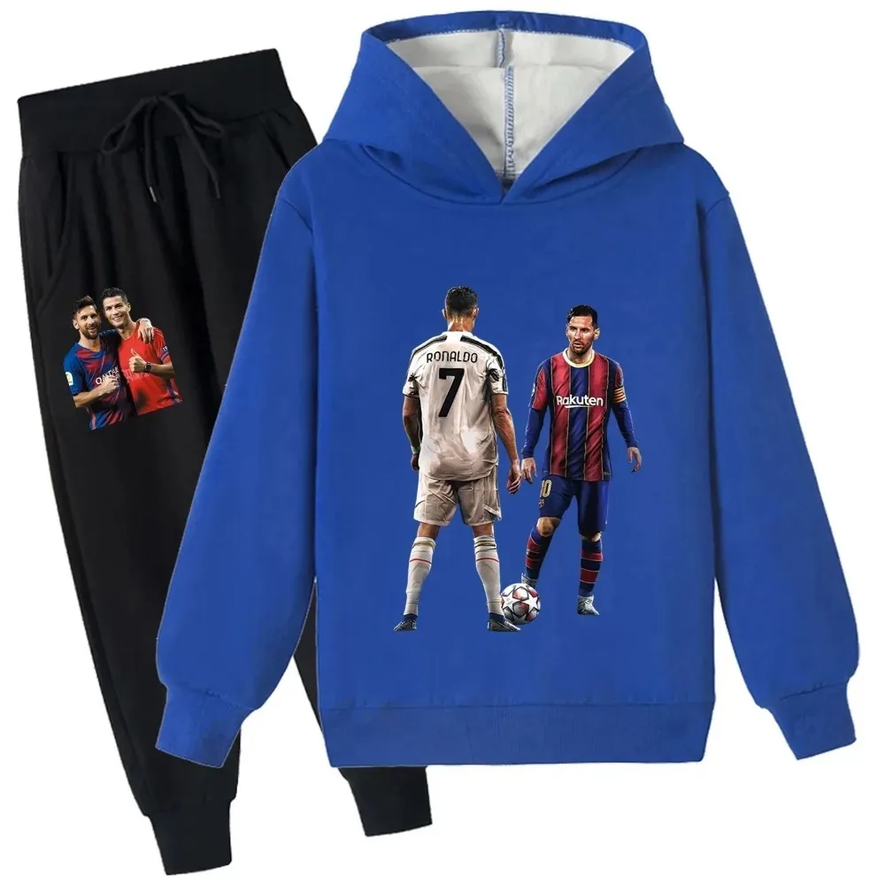 Cris-tiano R-ronaldos Soft Brushed Sweatshirt and Long Pants 2Pcs Set,Unisex Kid Winter Warm Outfit for 2-14Y