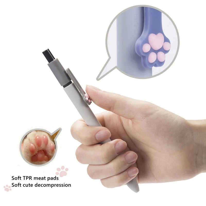 Cute Cat Paw Retractable Press Gel Pens 0.5mm Black Ink Ballpoint Pen Kawaii School Student Writing Stationery Supplies
