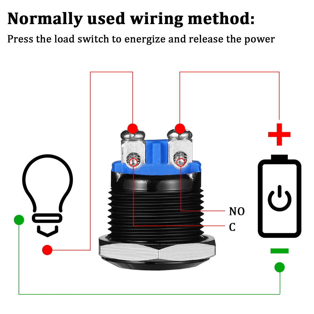 Momentary Push Button Switch Metal Shell 16Mm Threading Screw-Terminal Spst 3A 250Vac Auto Reset Universal Car Truck Rv Boat