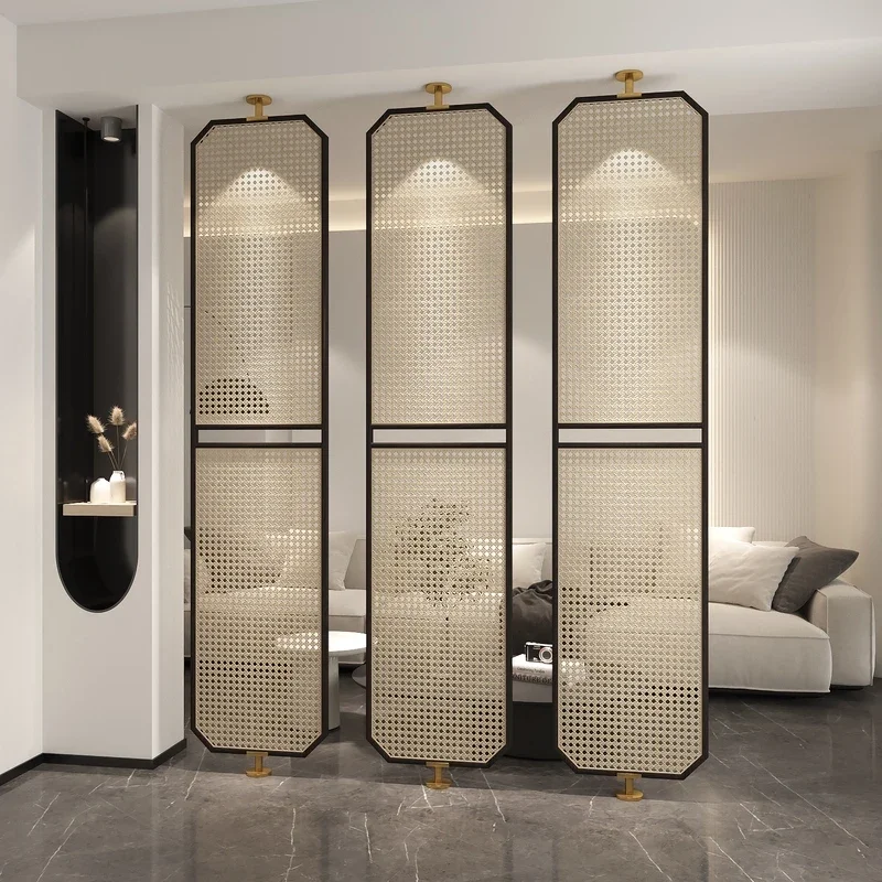 New Chinese-style simple wabi-sabi style household screen partition Japanese-style rattan home stay hotel lobby custom entrance
