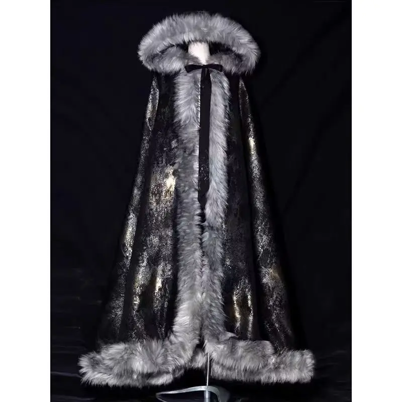 Cloak cloak Hanfu women's winter long fur collar plush thickened warm cape