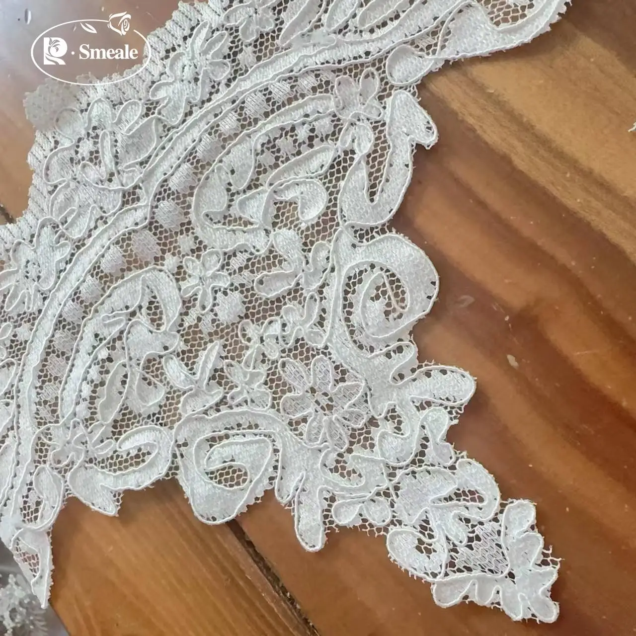 5 Yards/Lot. Seilbestickte Wimpernspitzenborte für Hochzeitskleider, DIY Schleierkantenverzierung. Wellenrand-Spitzenbortenstoff – Detail 8