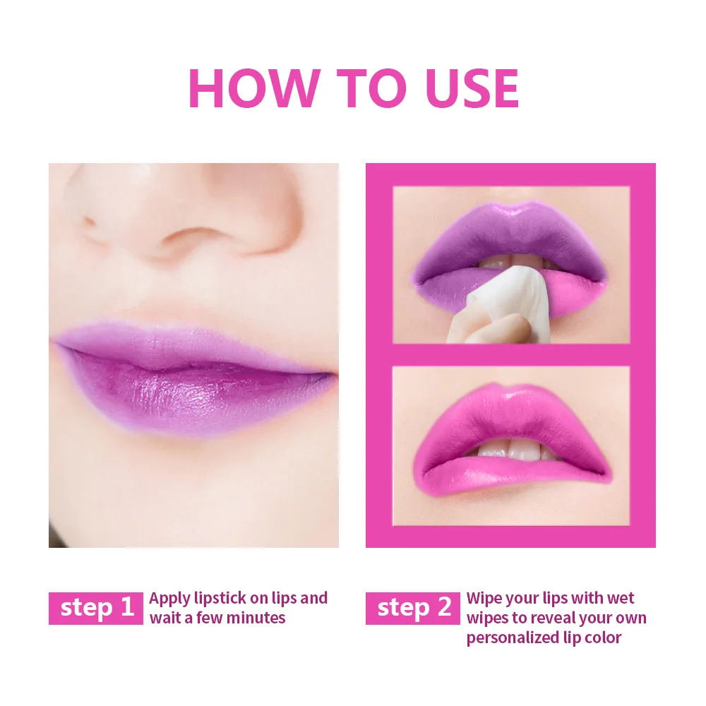 Temperature Color Change Lipstick Color Changing No Fading Waterproof Lip Stick Moisturizing Pink Purple Lips Maquillaje