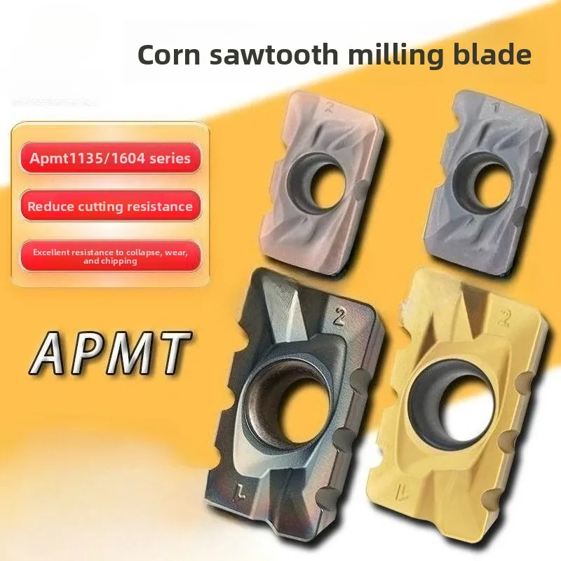 

Corn-type Serrated Roughing Milling Inserts R0.8 For Steel Stainless Steel Wave Flute Cutters APMT1604 APMT1135