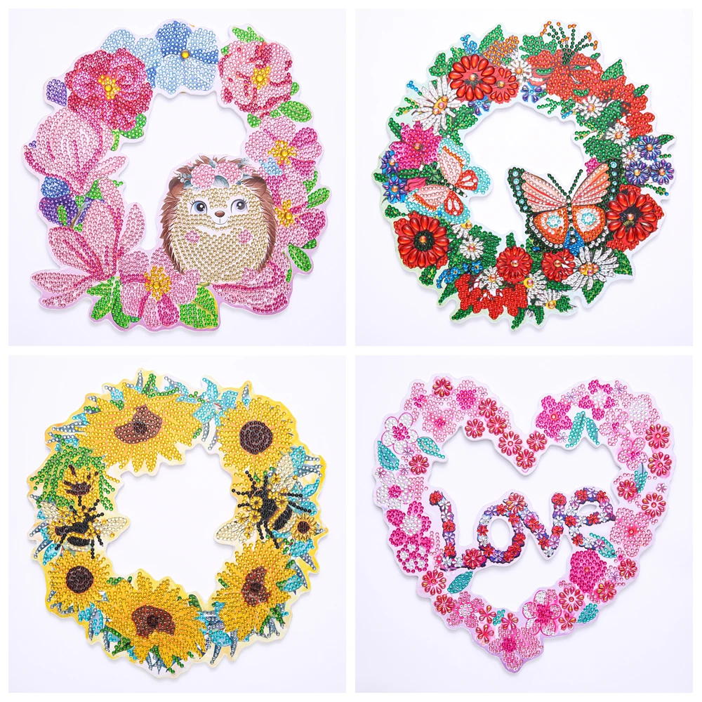 

1 шт./компл. DIY алмазные художественные венки на весну и лето, размер 23*23 см, односторонняя акриловая алмазная живопись, подвесные венки для входной двери