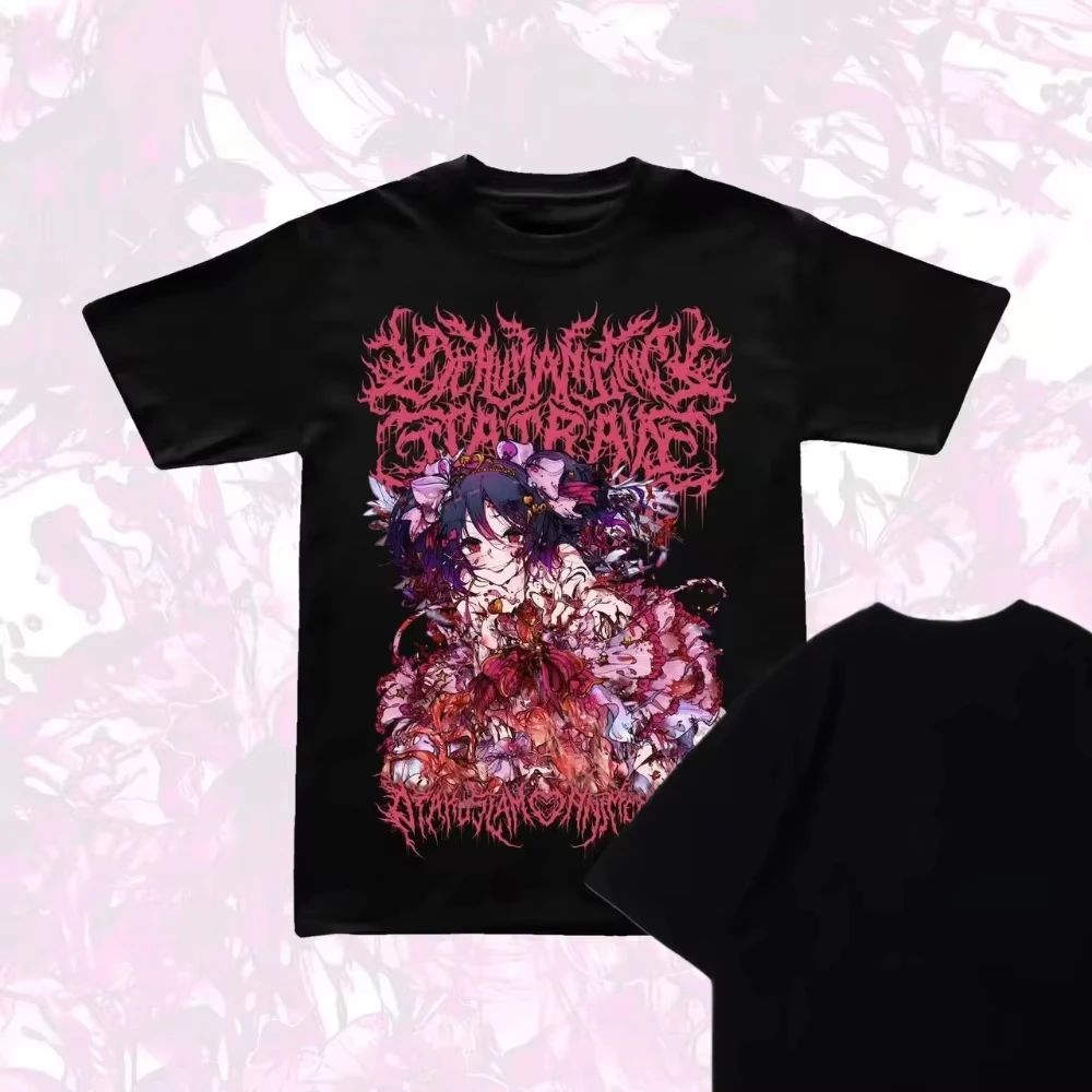 Camiseta de algodón de talla grande para hombre, camiseta de Anime Death Metal Pain Subway Cruel Nicole Tongren, superventas de verano